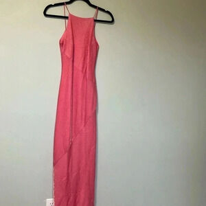 De Laru  by Sheila Yen vintage pink metallic iridescent gown dress